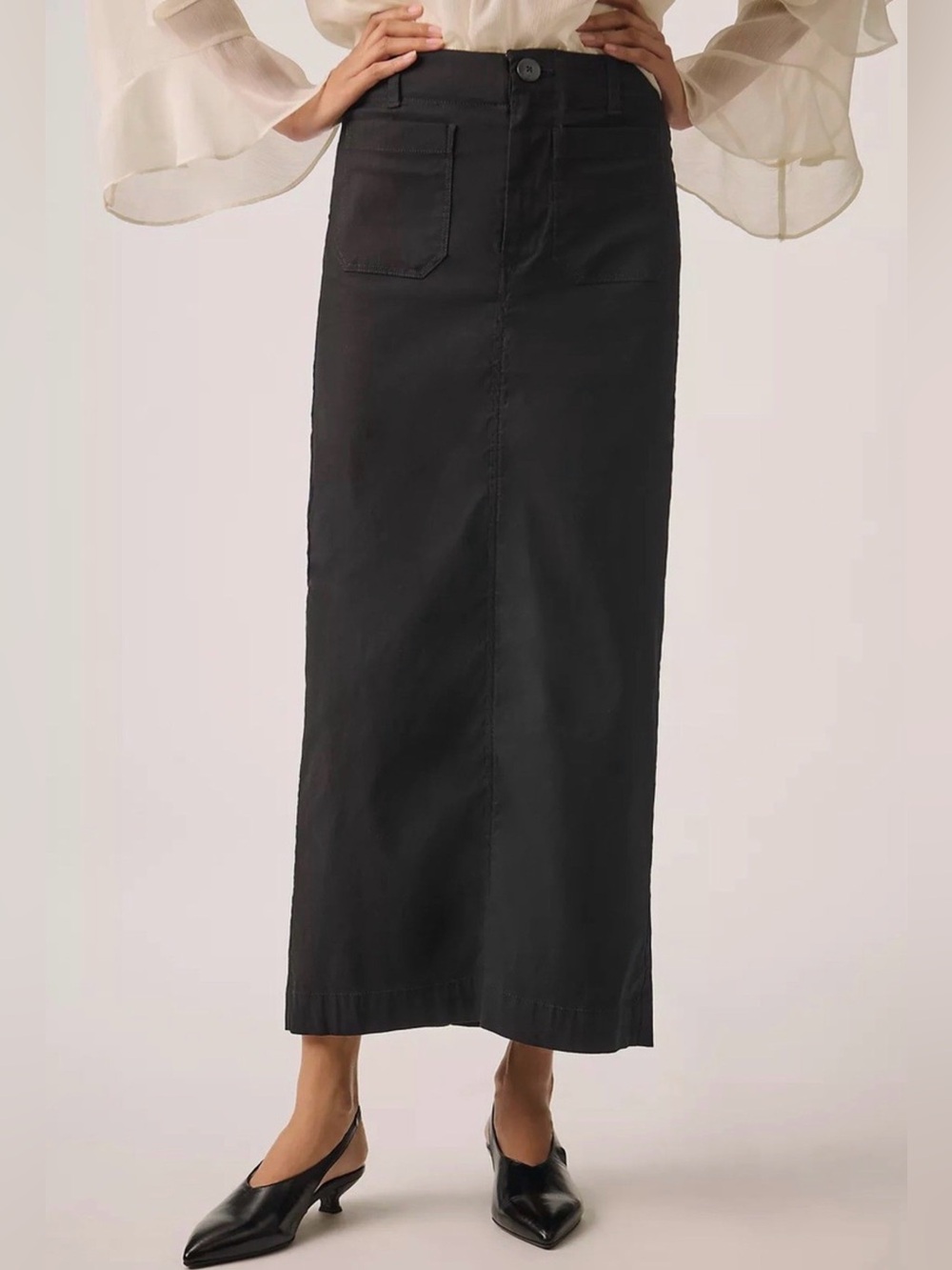 Maeve x Anthropologie Colette Black Maxi Skirt Sz S Magic Stretch Chic
